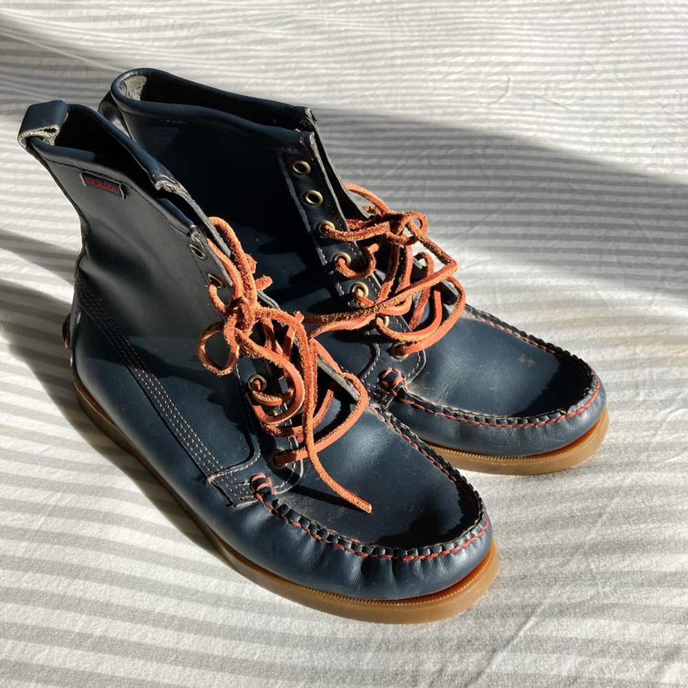 Sebago Navy Leather Boots